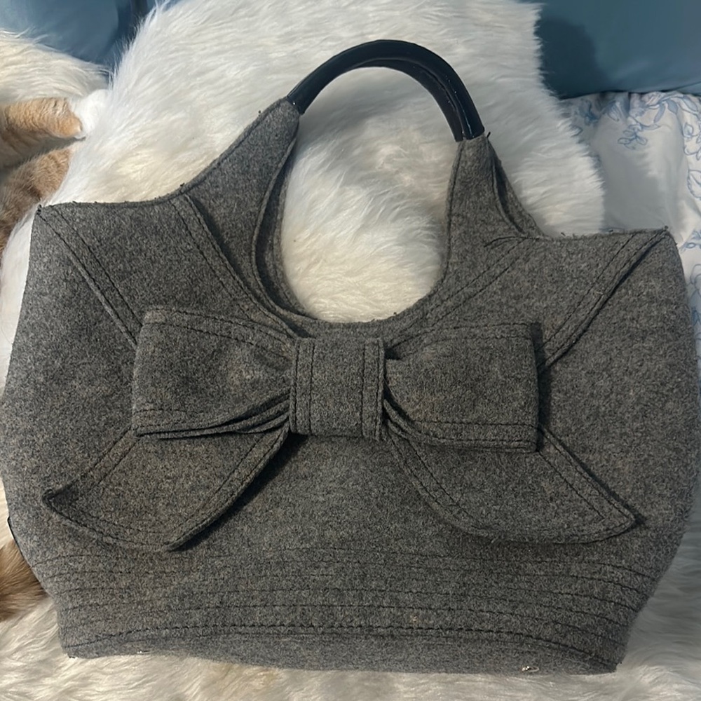 Elegant Gray Bow Tote Bag